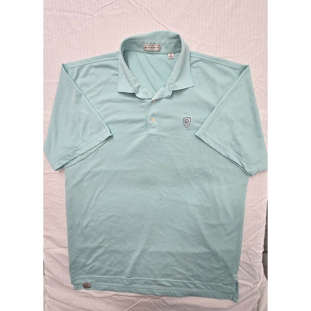 Peter Millar Mens XL Polo Shirt Short Sleeve Pique Golf Mint Green Aqua Poly